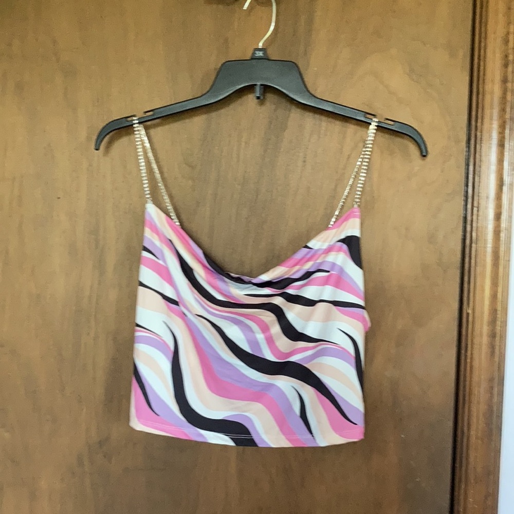 3/$12 Rue 21 bling strap top abstract print casual party  club sleeveless XL jr - Picture 11 of 13